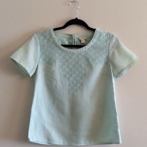 J. Crew | Blue Green Embroidered Blouse Size 00